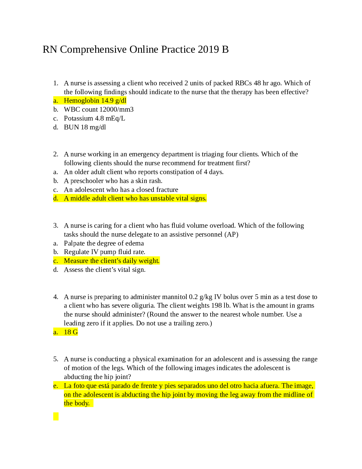 Preview image for RN Comprehensive Online Practice 2022 B.